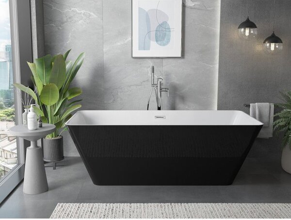 Mexen Velo Slim, szabadon álló kád 170 × 75 cm, fehér-fekete, 52811707575-SS
