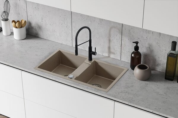 Kuchinox Rab, 2 rekeszes gránit mosogató 800x440x186 mm, bézs, LAV-SBF_420Y