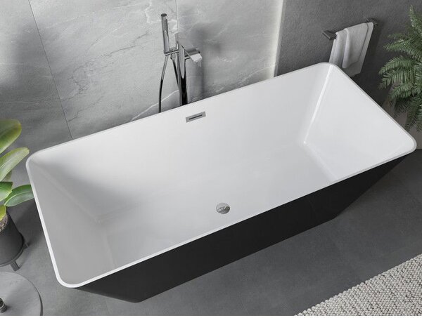 Mexen Velo Slim, szabadon álló kád 170 × 75 cm, fehér-fekete, 52811707575-SS
