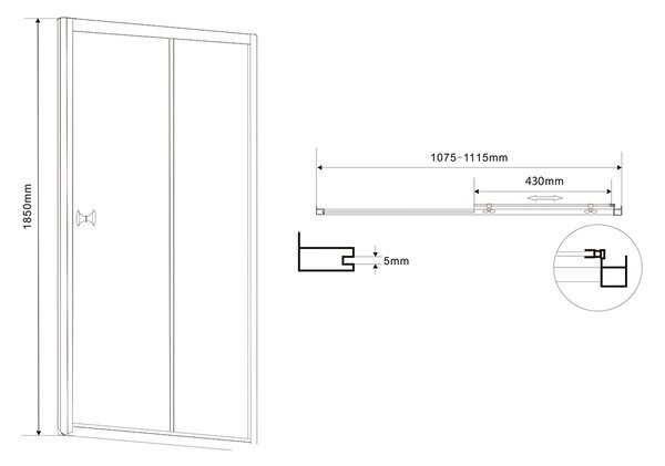 Aqualine Aqualine, AMADEO téglalap alakú zuhanyparaván 1100x800mm L/P változat, Téglaüveg, BTS110BTP80