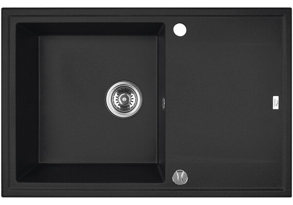 Laveo Megalo, 1 rekeszes gránit mosogató 780x500x185 mm, fekete, LAV-SBE_711B