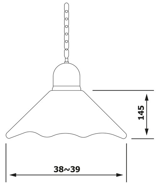 Sapho Sapho, LAMPEDUSA függeszték E27, 60W, 230V, IP21, kerámia ernyő, 39cm, sárgaréz lánc, MC011C