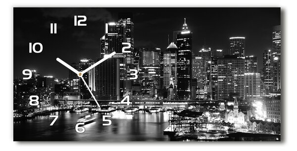 Négyszögletes üvegóra vízszintesen Sydney éjjel
