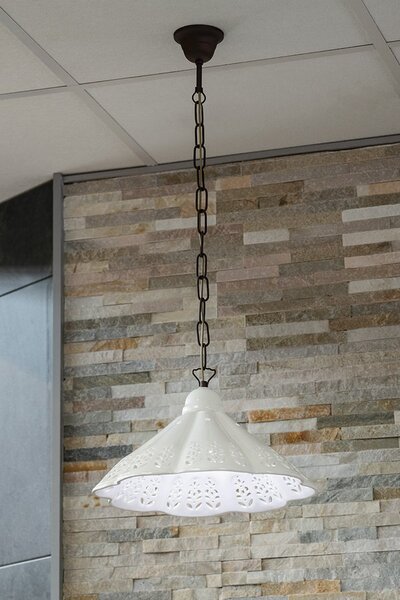 Sapho Sapho, LAMPEDUSA függeszték E27, 60W, 230V, IP21, kerámia ernyő, 39cm, sárgaréz lánc, MC011C