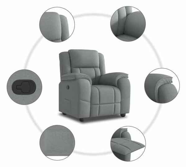 VidaXL világosszürke szövet dönthető fotel