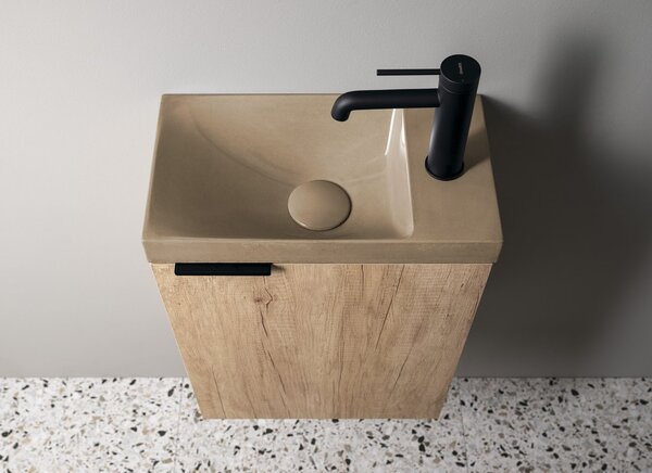 Sapho Sapho, AGOS beton mosdó 40x22cm, bal/jobb, homokszínű fényes felület, AS40014