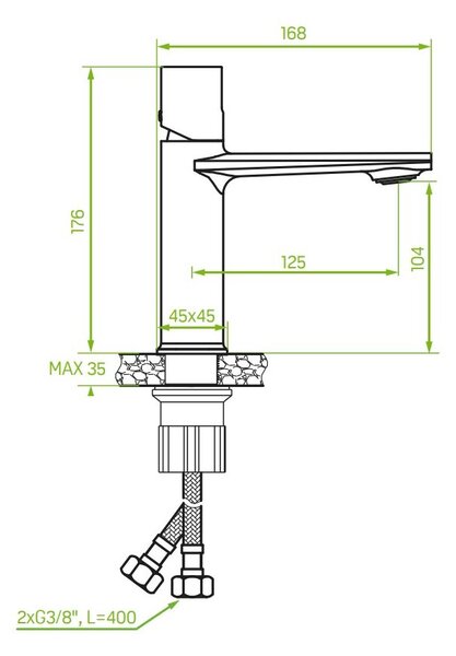 Laveo Tores, mosdócsap h-176, grafit, LAV-BVT_922D