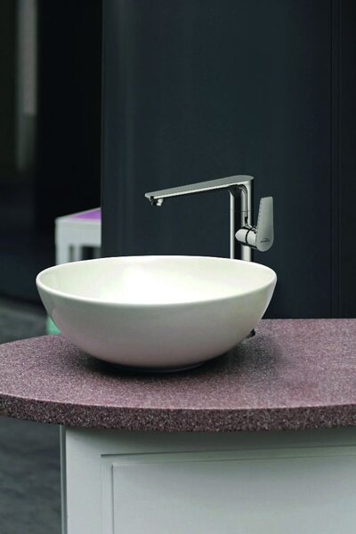 Invena Dokos, kerámia pultra szerelhető mosdó 395x395x135 mm, fényes fehér, INV-CE-19-011-C