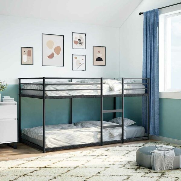 VidaXL fekete acél emeletes ágy matrac nélkül 100 x 200 cm