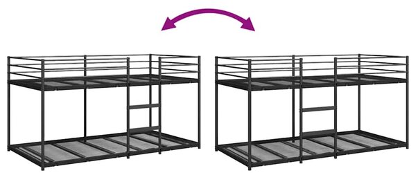 VidaXL fekete acél emeletes ágy matrac nélkül 90 x 190 cm