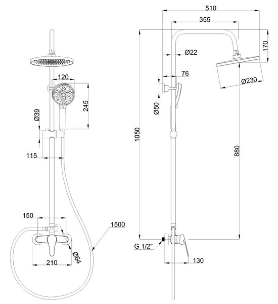 Invena Kalymnos, zuhanyszett karos keverőcsappal, króm, INV-AU-28-001-V Leták: https://cloud.invena.pl/s/nnXaZKg3crBrRkz/download?path=%2FPliki%20do%…