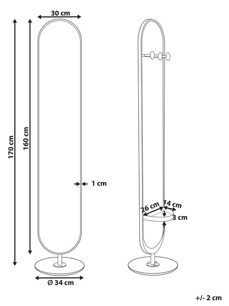 Ruhafogas tükörrel MOODY 170 cm Fém Arany