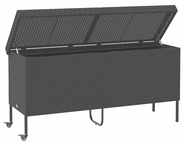 VidaXL fekete polyrattan kerti tárolóláda kerekekkel 160x55x75 cm