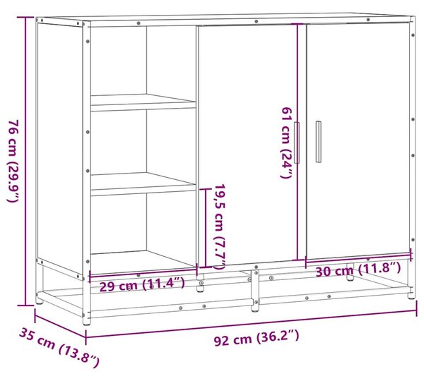 VidaXL fekete szerelt fa tálalószekrény 92 x 35 x 76 cm