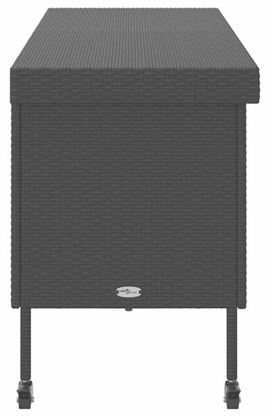 VidaXL fekete polyrattan kerti tárolóláda kerekekkel 160x55x75 cm