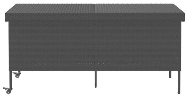 VidaXL fekete polyrattan kerti tárolóláda kerekekkel 160x55x75 cm