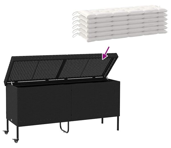 VidaXL fekete polyrattan kerti tárolóláda kerekekkel 160x55x75 cm