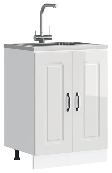 VidaXL Mosogató aljzat szekrény Kalmar magasfényű fehér 60x46x81,5 cm