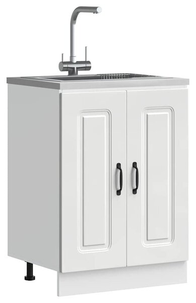 VidaXL Mosogató aljzat szekrény Kalmar fehér 60x46x81,5 cm műanyag fa