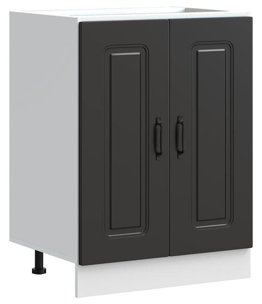 VidaXL Mosogató aljzat szekrény Kalmar fekete 60x46x81,5 cm műanyag fa