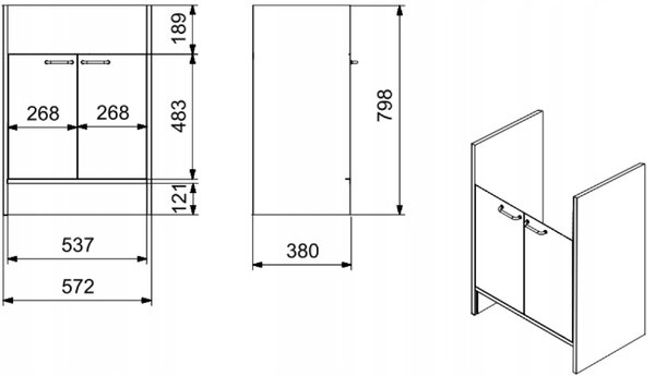 Gamma SELVA, mosogatószekrény 798x572x380 mm, fehér, PVC, GMA-SZDPCV-WH