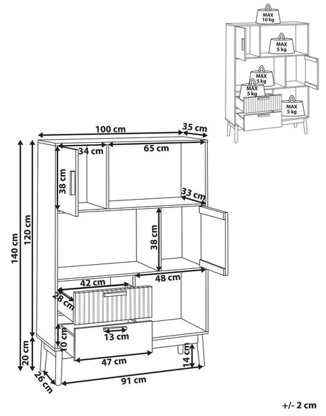 Polcrendszer LYNWOOD 140 cm Világosbarna