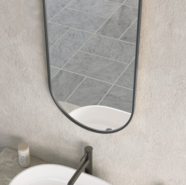 Erga Oval, ovális tükör 40x90cm, fekete keret, ERG-V01-OVAL-4090-BK