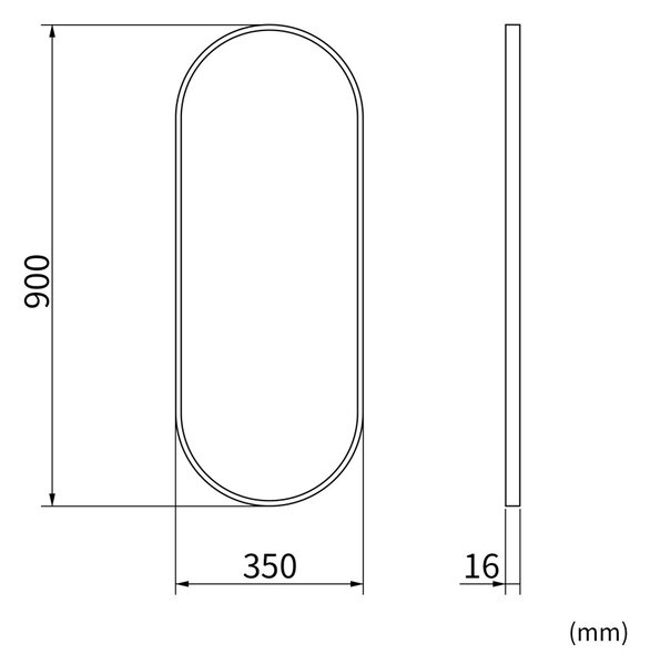 Erga Oval, ovális tükör 35x90cm, arany keret, ERG-V01-OVAL-3590-GD