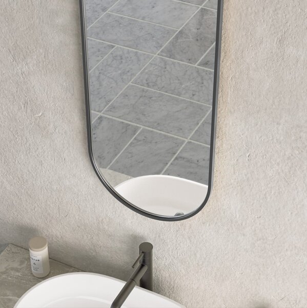 Erga Oval, ovális tükör 35x90cm, fekete keret, ERG-V01-OVAL-3590-BK