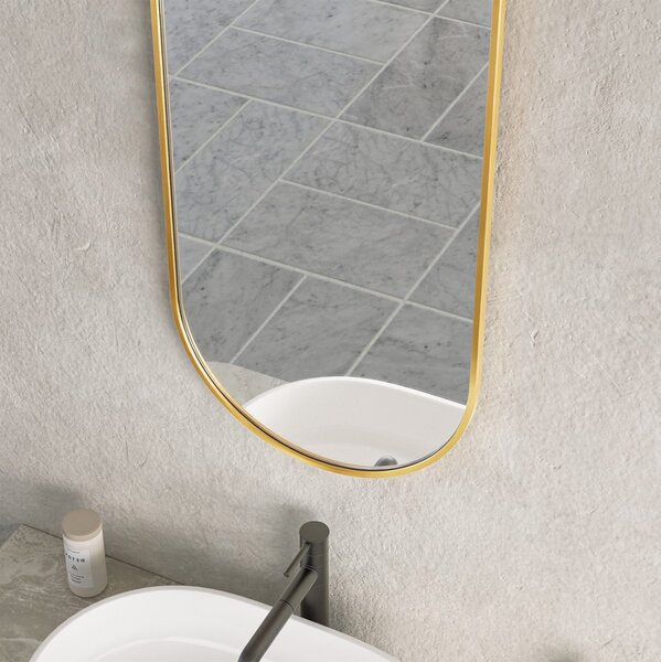 Erga Oval, ovális tükör 40x90cm, arany keret, ERG-V01-OVAL-4090-GD