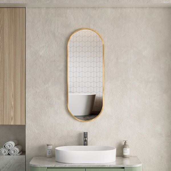 Erga Oval, ovális tükör 35x90cm, arany keret, ERG-V01-OVAL-3590-GD