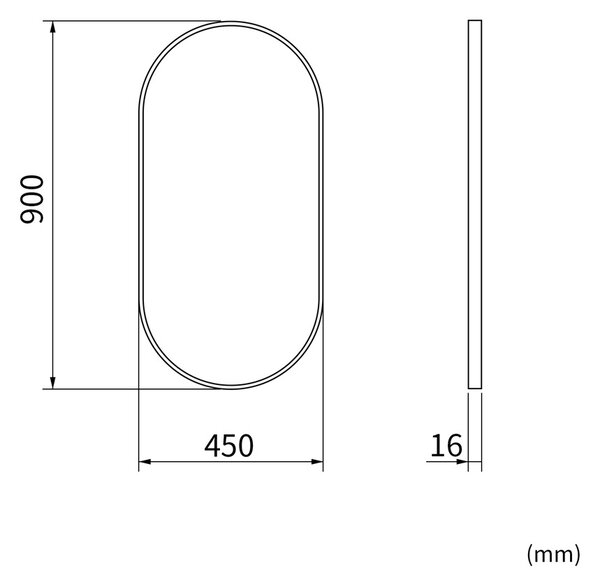 Erga Oval, ovális tükör 45x90cm, arany keret, ERG-V01-OVAL-4590-GD