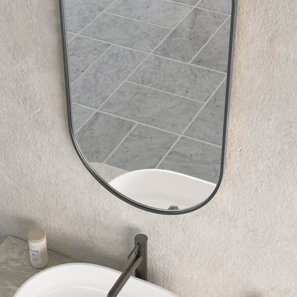 Erga Oval, ovális tükör 45x90cm, fekete keret, ERG-V01-OVAL-4590-BK