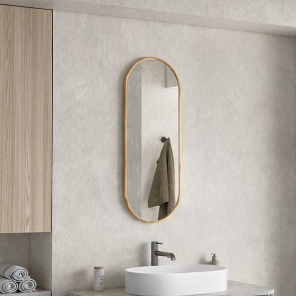 Erga Oval, ovális tükör 35x90cm, arany keret, ERG-V01-OVAL-3590-GD