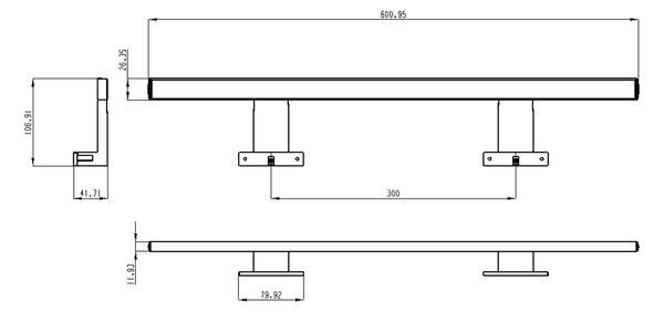 Aqualine Aqualine, SERAPA LED lámpa, 9W, 230V, 600x40x100mm, króm, SA148