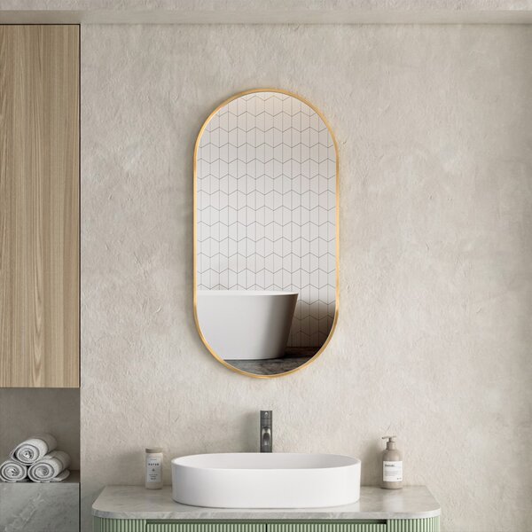 Erga Oval, ovális tükör 45x90cm, arany keret, ERG-V01-OVAL-4590-GD