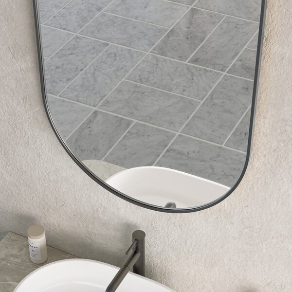 Erga Oval, ovális tükör 60x100cm, fekete keret, ERG-V01-OVAL-6010-BK
