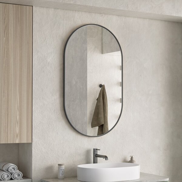 Erga Oval, ovális tükör 60x100cm, fekete keret, ERG-V01-OVAL-6010-BK