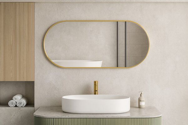 Erga Oval, ovális tükör 60x90cm, arany keret, ERG-V01-OVAL-6090-GD
