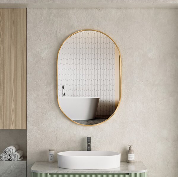 Erga Oval, ovális tükör 60x90cm, arany keret, ERG-V01-OVAL-6090-GD