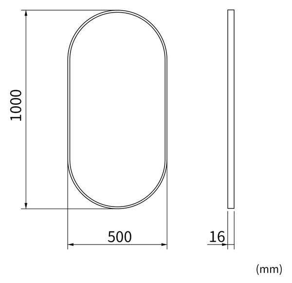 Erga Oval, ovális tükör 50x100cm, arany keret, ERG-V01-OVAL-5010-GD