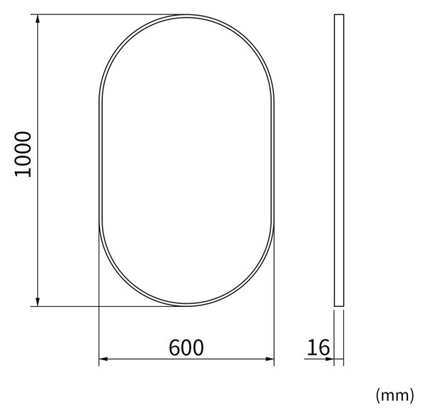 Erga Oval, ovális tükör 60x100cm, arany keret, ERG-V01-OVAL-6010-GD