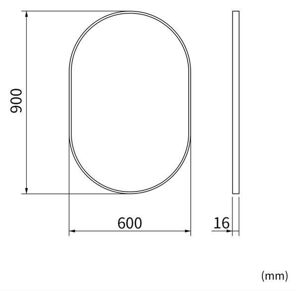 Erga Oval, ovális tükör 60x90cm, arany keret, ERG-V01-OVAL-6090-GD