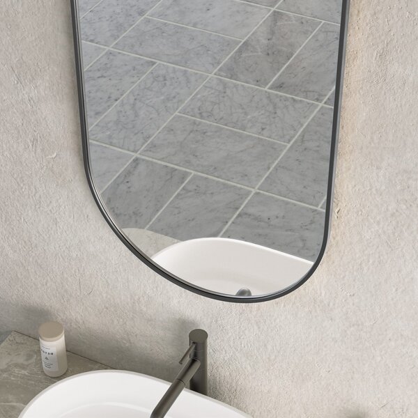 Erga Oval, ovális tükör 50x90cm, fekete keret, ERG-V01-OVAL-5090-BK