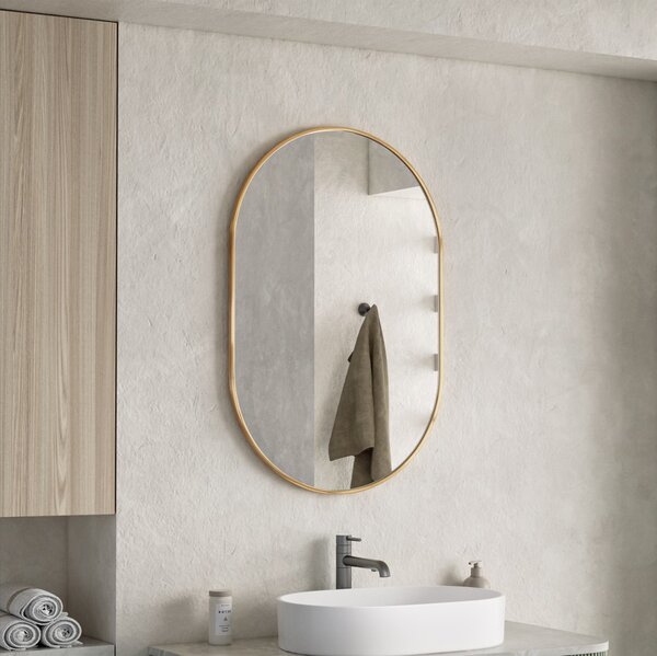 Erga Oval, ovális tükör 60x90cm, arany keret, ERG-V01-OVAL-6090-GD
