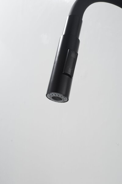 Gamma Flex 4000, álló mosogatócsaptelep flexibilis karral, 2 funkciós kifolyóval, matt fekete, GMA-BFX-4000BK