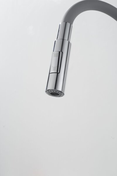 Gamma Flex 4000, álló mosogatócsaptelep flexibilis karral, 2 funkciós kifolyóval, szürke-króm, GMA-BFX-4000G