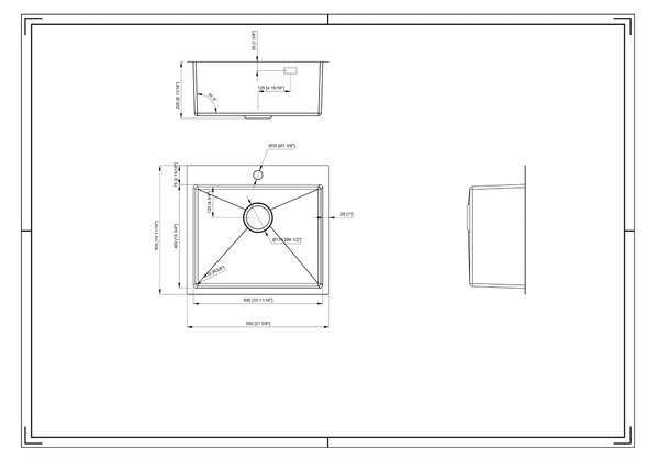 Gamma Gamma, 1 rekeszes rozsdamentes mosogató 550x500x210 mm, grafit, GMA-S5550-BK