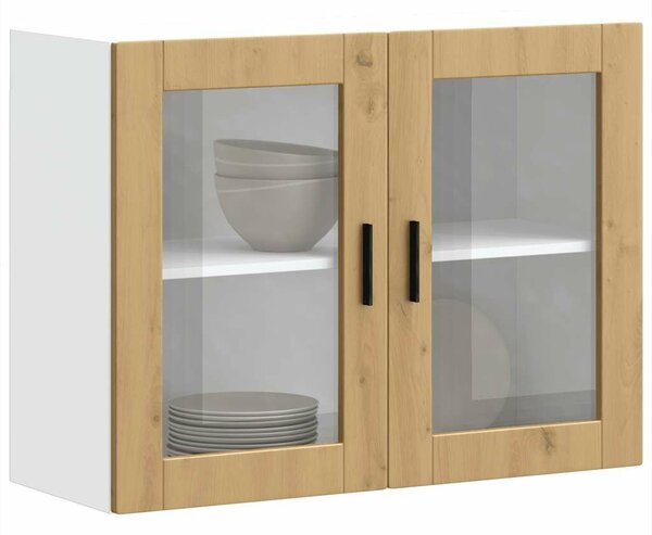 VidaXL konyhai fali szekrény üvegajtóval "Porto" Artisan Oak