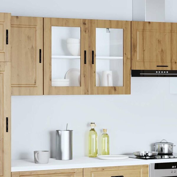 VidaXL konyhai fali szekrény üvegajtóval "Porto" Artisan Oak